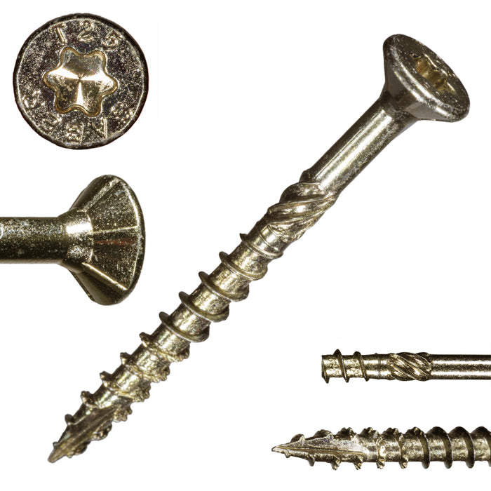 SaberDrive® Gold Zinc Star Drive Multi-Purpose Wood Screws