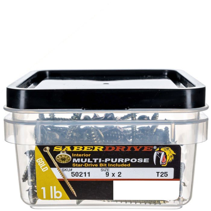 SaberDrive® Gold Zinc Star Drive Multi-Purpose Wood Screws
