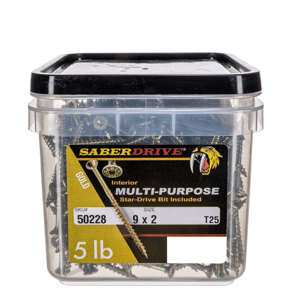 SaberDrive® Gold Zinc Star Drive Multi-Purpose Wood Screws