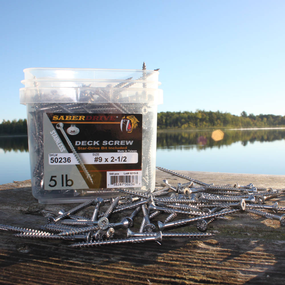 SaberDrive® STAINLESS STEEL T-25 Star Drive Exterior Deck Screws