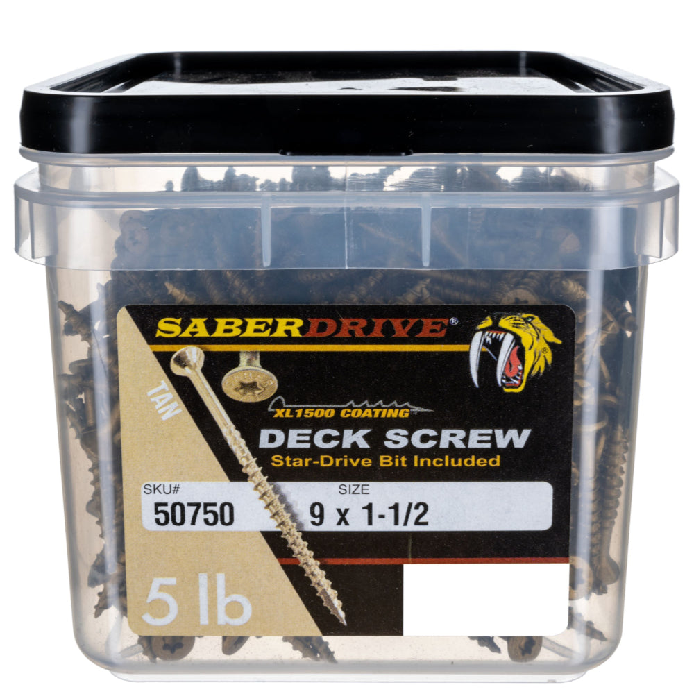 SaberDrive® Star Drive Construction Tan Deck Screws