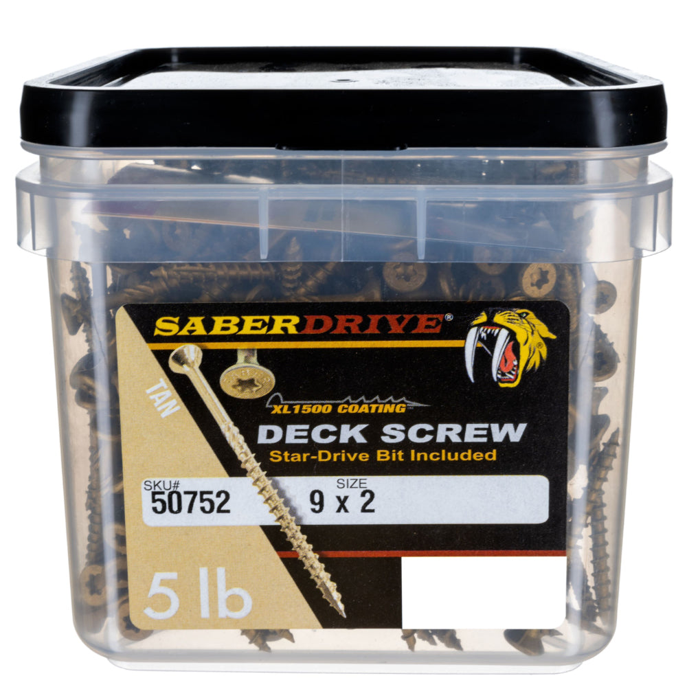 SaberDrive® Star Drive Construction Tan Deck Screws