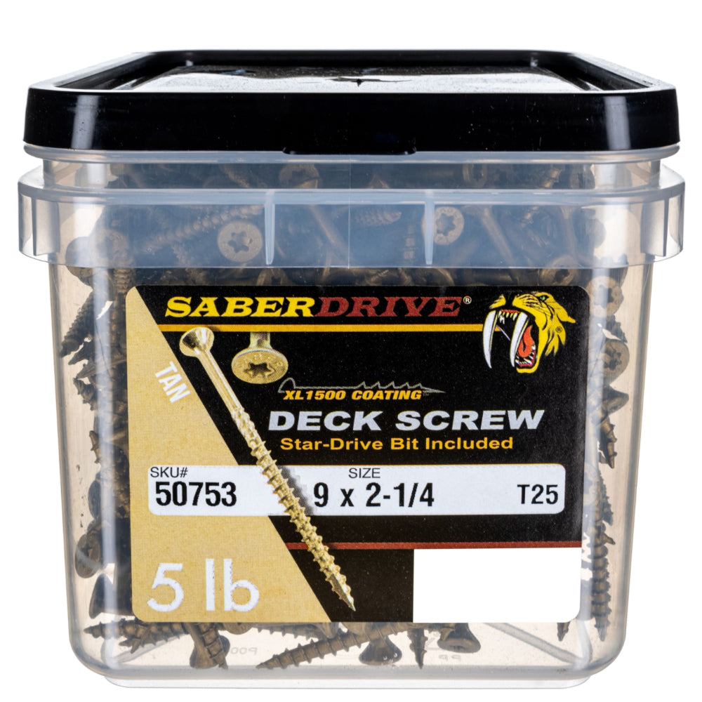 SaberDrive® Star Drive Construction Tan Deck Screws