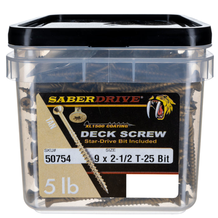 9 x 2-1/2" Star Drive Tan SaberDrive® Deck Screws 5 lb. Tub (450 pcs.)