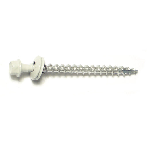 #10 x 2-1/2" White Painted Steel Hex Washer Head Pole Barn Self-Drilling Screws