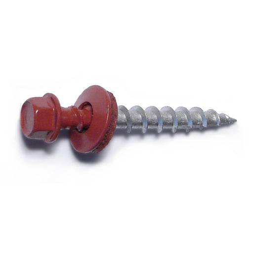 #10 x 1-1/2" Red Painted Steel Hex Washer Head Pole Barn Self-Drilling Screws