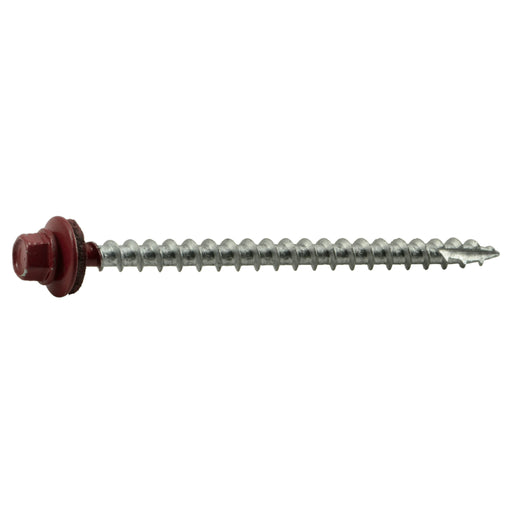 #10 x 3" Red Painted Steel Hex Washer Head Pole Barn Self-Drilling Screws