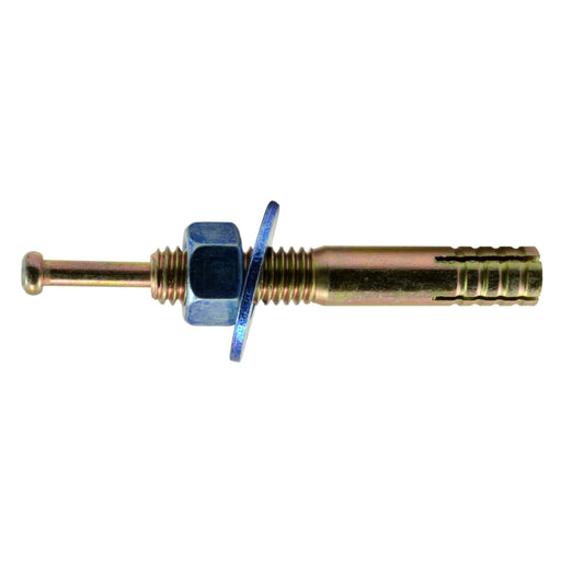 3/8" x 2-3/8" Zinc Plated Steel Blue Hammer Drive Anchors with Nuts and Washers