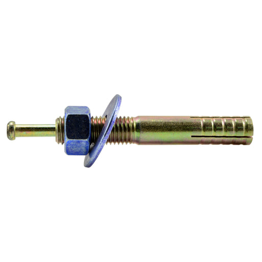 3/4" x 5" Zinc Plated Steel Blue Hammer Drive Anchors with Nuts and Washers