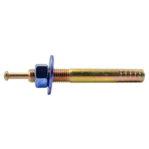 3/4" x 6" Zinc Plated Steel Blue Hammer Drive Anchors with Nuts and Washers