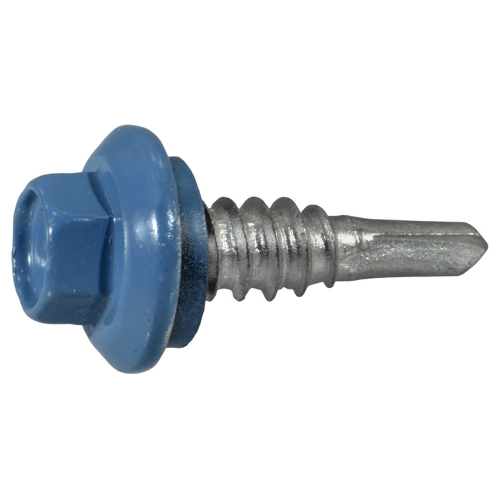 1/4" x 7/8" Painted Blue Zinc Plated Steel Hex Head Stitch Screws