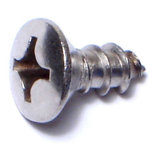 #12 x 1/2" 18-8 Stainless Steel Phillips Oval Head Sheet Metal Screws