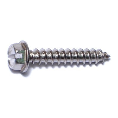 #12 x 1-1/4" 18-8 Stainless Steel Slotted Hex Washer Head Sheet Metal Screws
