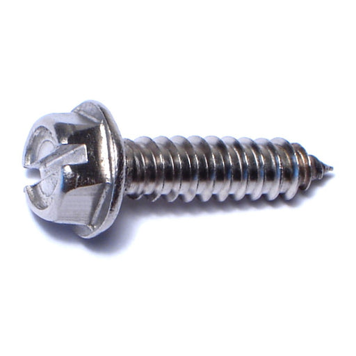 #14 x 1" 18-8 Stainless Steel Slotted Hex Washer Head Sheet Metal Screws