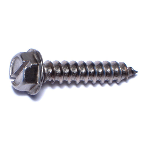 #14 x 1-1/4" 18-8 Stainless Steel Slotted Hex Washer Head Sheet Metal Screws