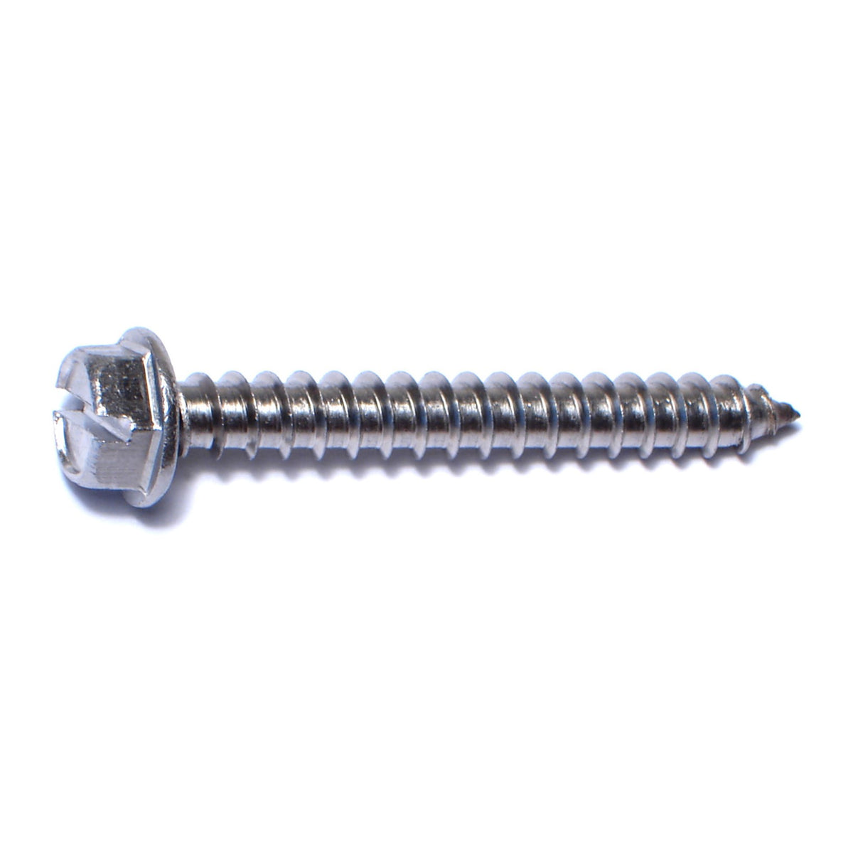 #14 x 2" 18-8 Stainless Steel Slotted Hex Washer Head Sheet Metal Screws