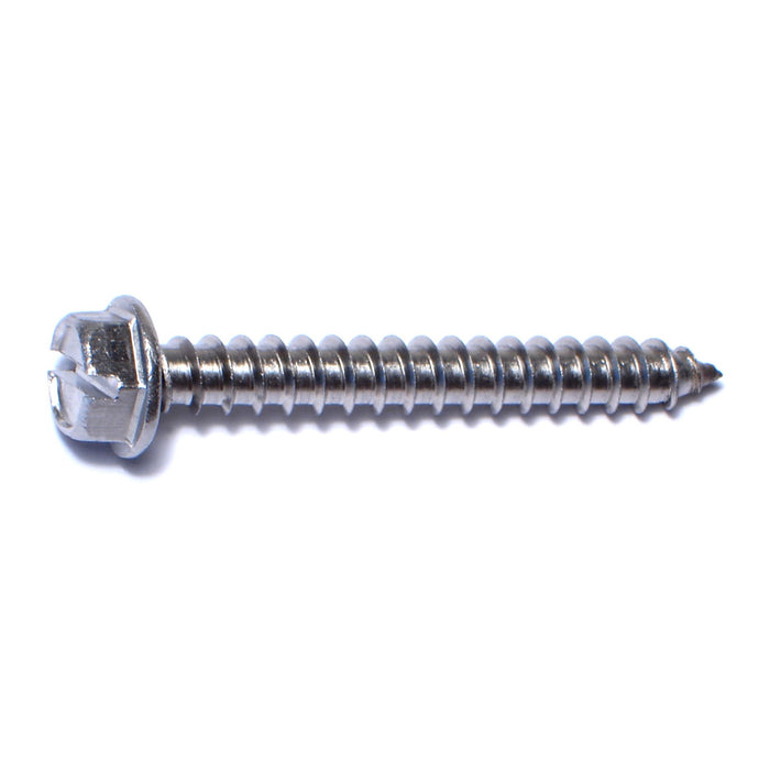 #14 x 2" 18-8 Stainless Steel Slotted Hex Washer Head Sheet Metal Screws