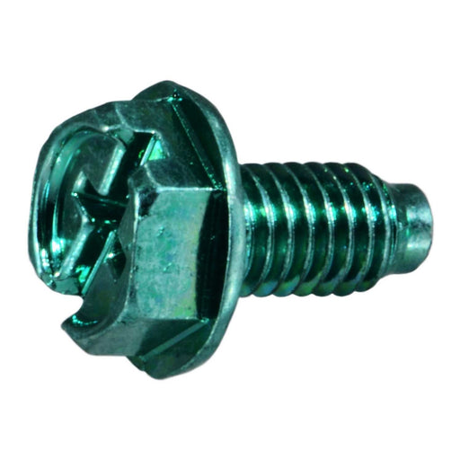 #10-32 x 3/8" Green Fine Thread Hex Head Grounding Screws