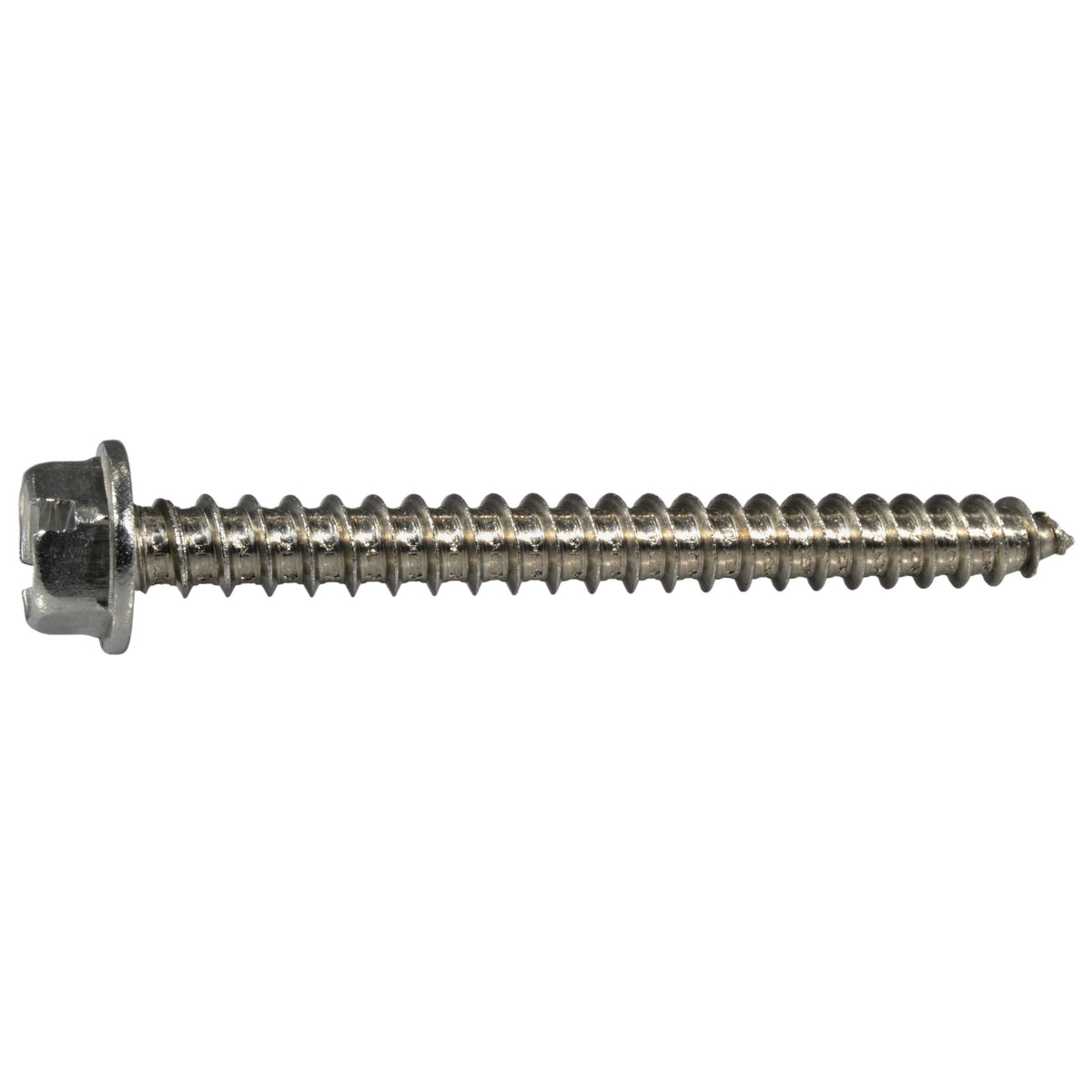 #14 x 2-1/2" 18-8 Stainless Steel Slotted Hex Washer Head Sheet Metal Screws