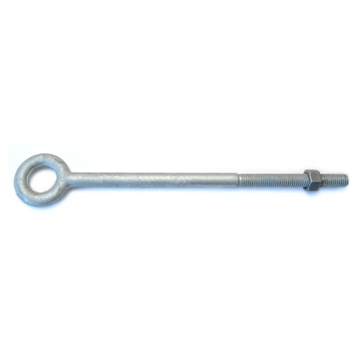 1/2"-13 x 1" x 10" x 12" Hot Dip Galvanized Steel Coarse Thread Eye Bolts