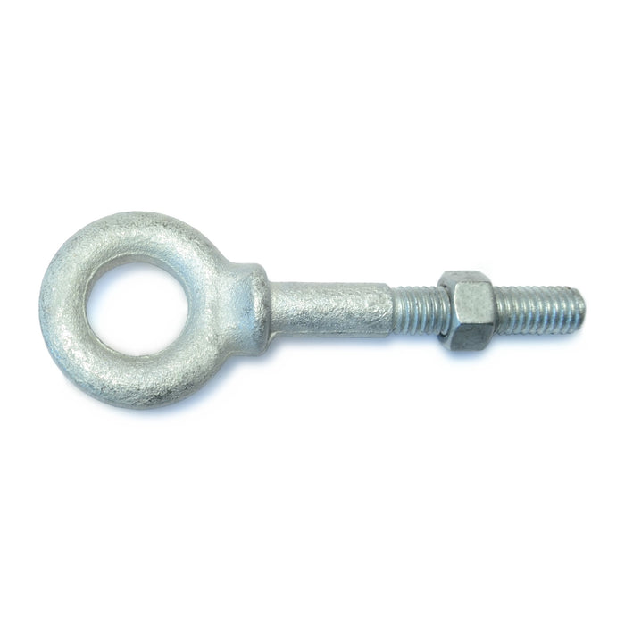 3/8"-16 x 2-1/2" Hot Dip Galvanized Steel Coarse Thread Eyebolts w/Shield Nuts