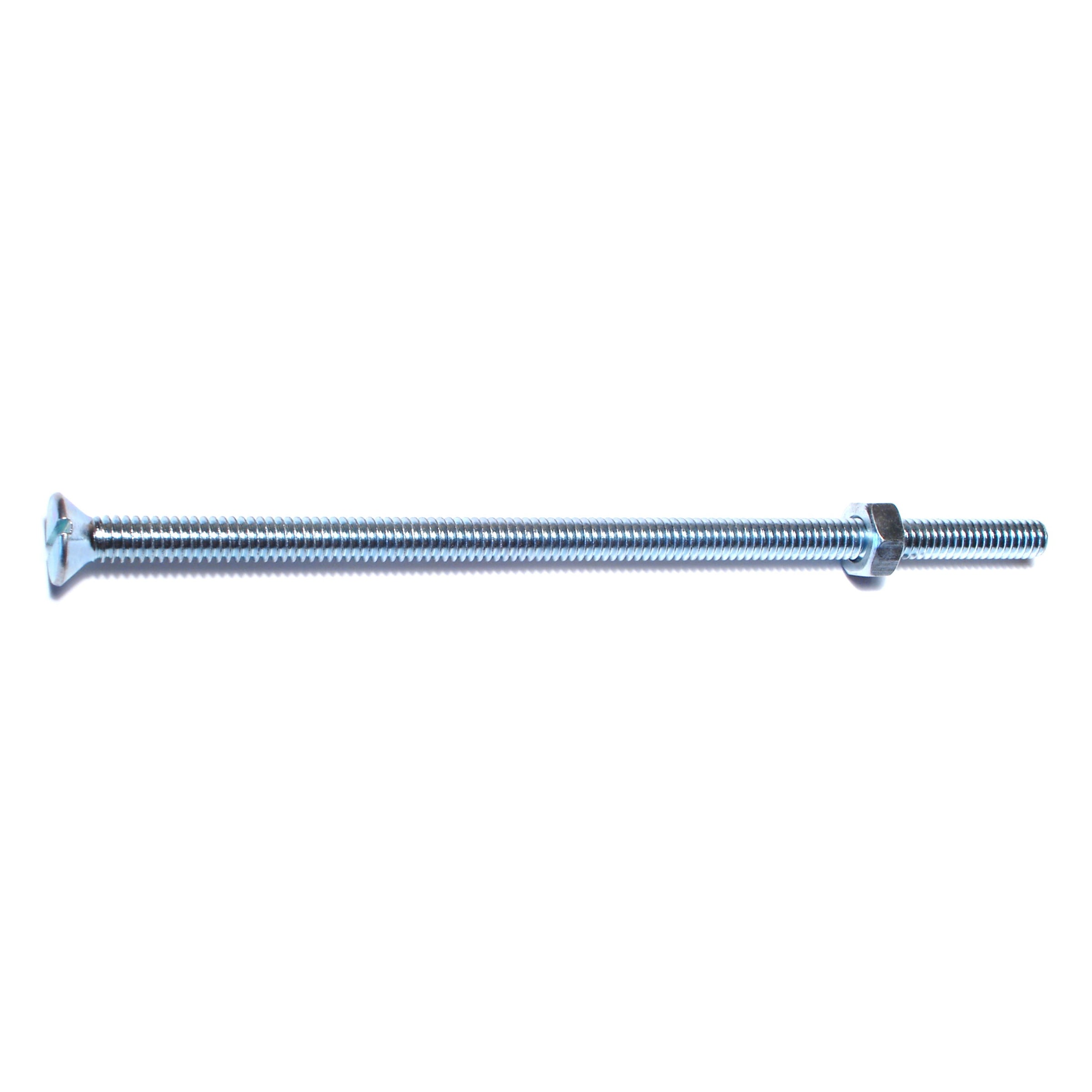 1/4"-20 x 6" Zinc Plated Steel Coarse Thread Slotted Flat Head Stove Bolts
