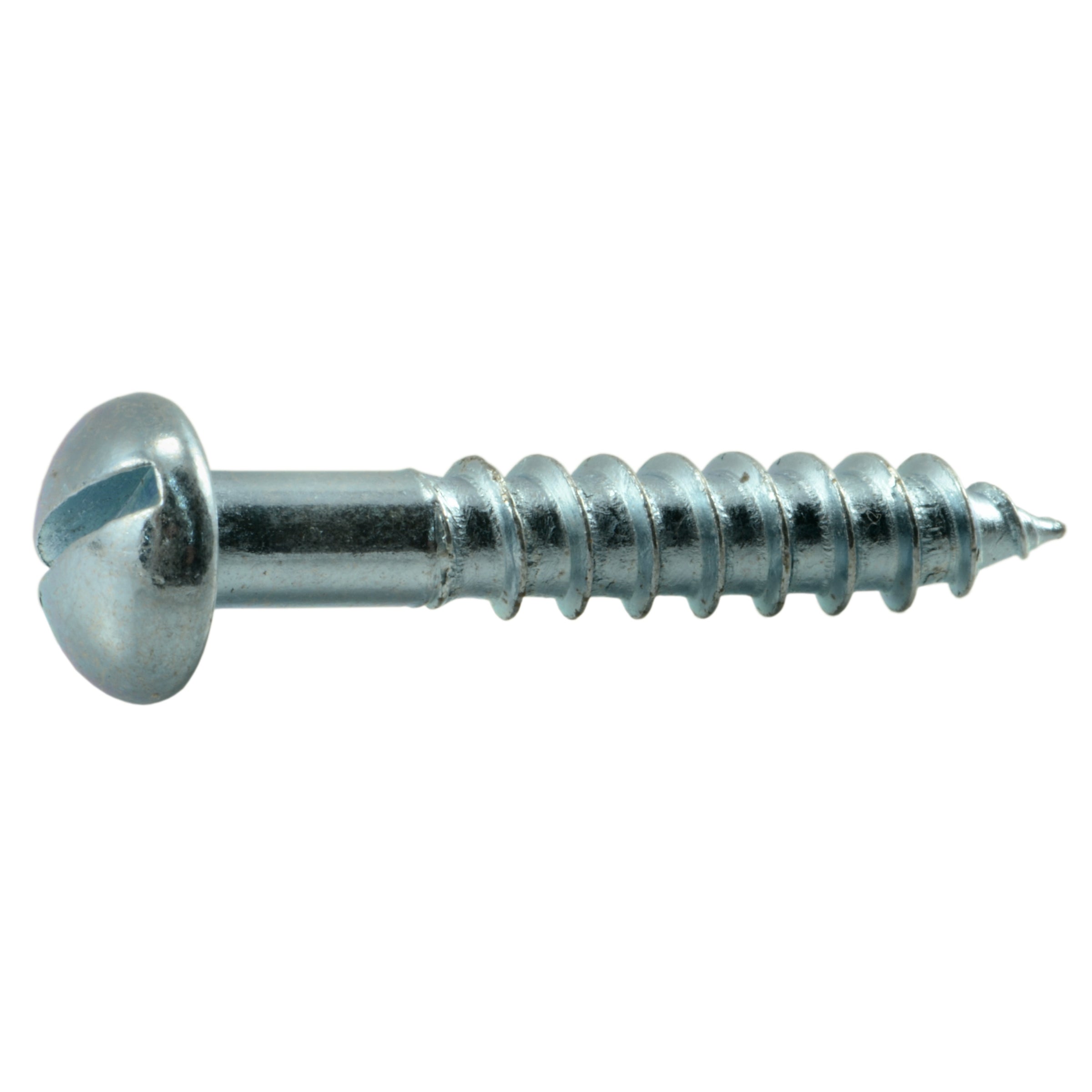 #12 x 1-1/4" Zinc Plated Steel Slotted Round Head Wood Screws