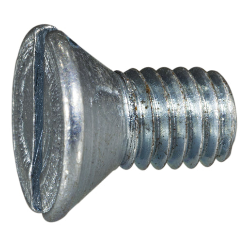 #10-32 x 3/8" Zinc Plated Steel Fine Thread Slotted Flat Head Machine Screws