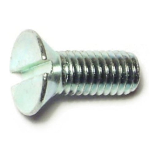 #10-32 x 1/2" Zinc Plated Steel Fine Thread Slotted Flat Head Machine Screws