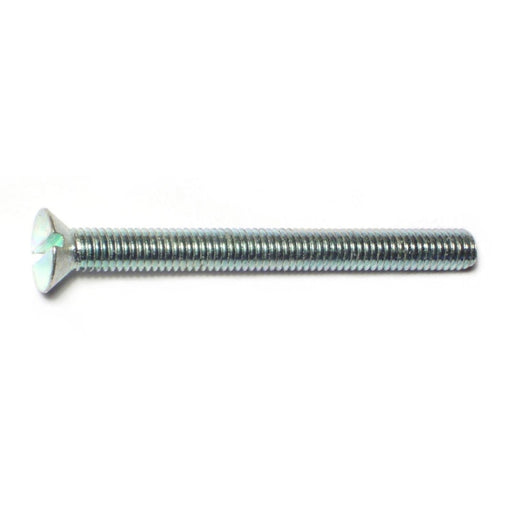 #10-32 x 2" Zinc Plated Steel Fine Thread Slotted Flat Head Machine Screws