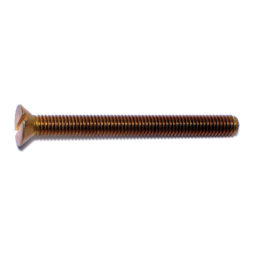 #10-32 x 2" Brass Fine Thread Slotted Flat Head Machine Screws