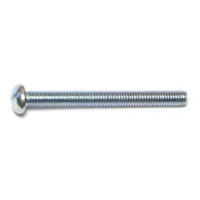 #10-32 x 2" Zinc Plated Steel Fine Thread Slotted Round Head Machine Screws