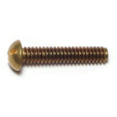#10-24 x 1" Brass Coarse Thread Slotted Round Head Machine Screws