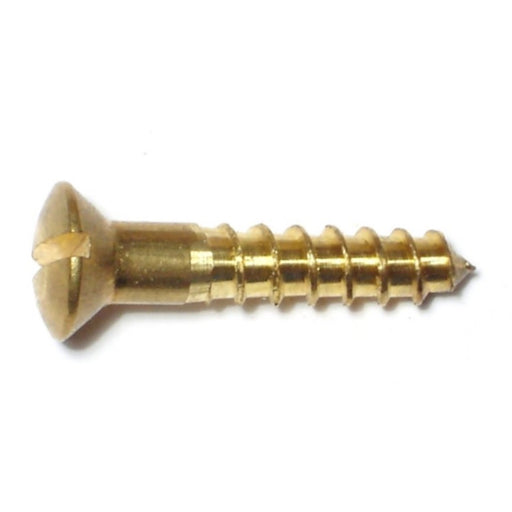 #10 x 1" Brass Slotted Oval Head Wood Screws