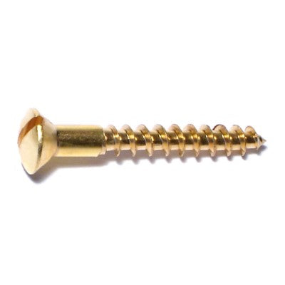 100 Solid Brass Wood Screws – #8 X 1-1/4 Inch, Oval Head, Slotted Drive By Fastenere (Grade 360)