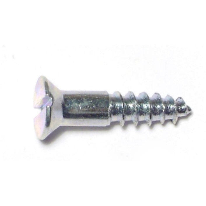 #8 x 3/4" Zinc Plated Steel Slotted Flat Head Wood Screws