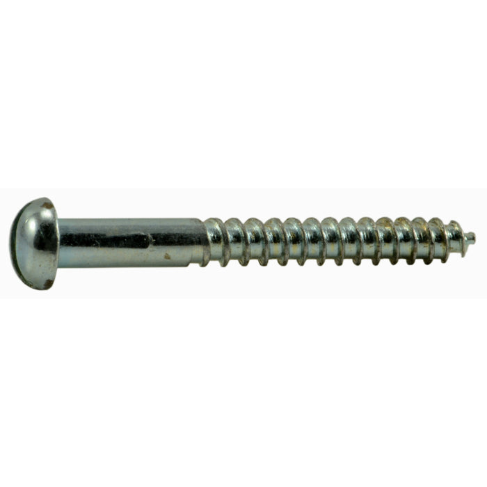 #4 x 1" Zinc Plated Steel Slotted Round Head Wood Screws