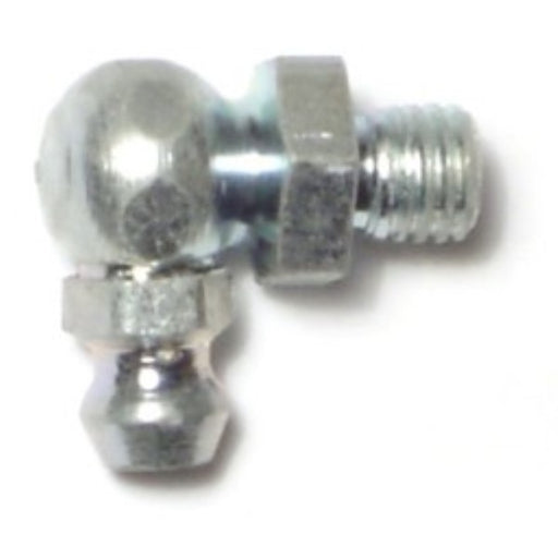 1/4"-28 Zinc Plated Steel Fine Thread 90 Degree Angle Grease Fittings