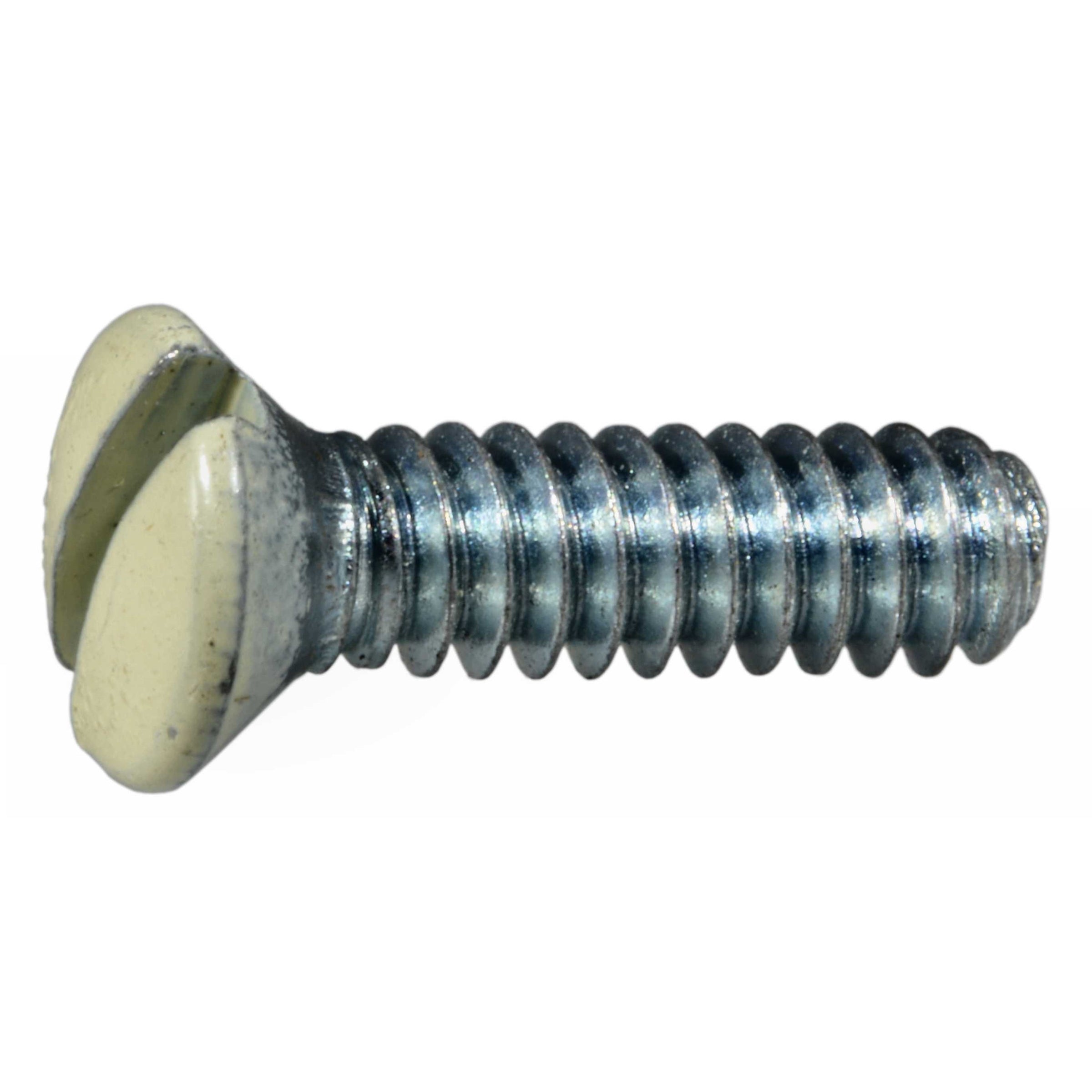 #6-32 x 1/2" Ivory Color Painted Steel Slotted Oval Head Coarse Threaded Switch Plate Screws