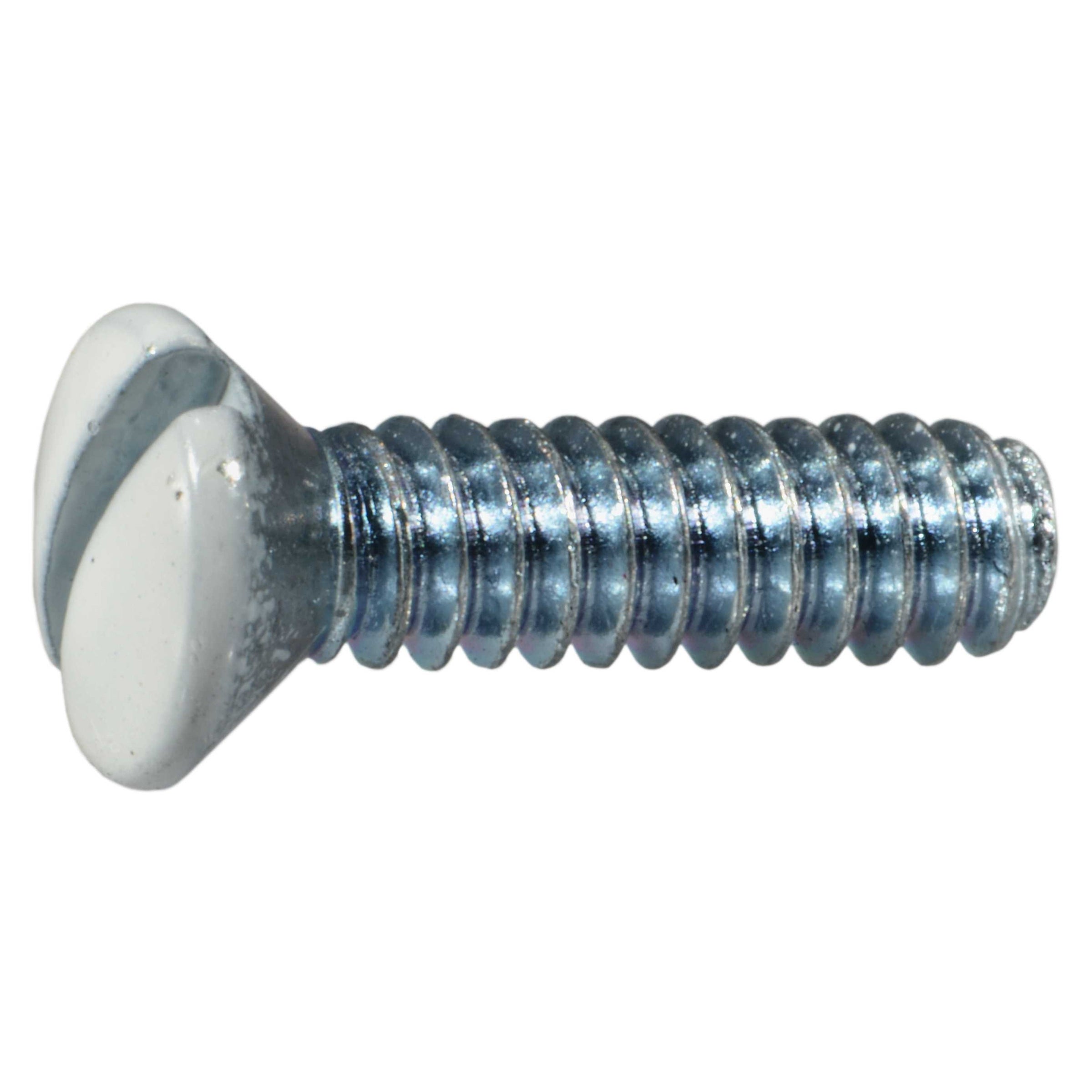 #6-32 x 1/2" White Painted Steel Coarse Thread Slotted Oval Head Switch Plate Screws