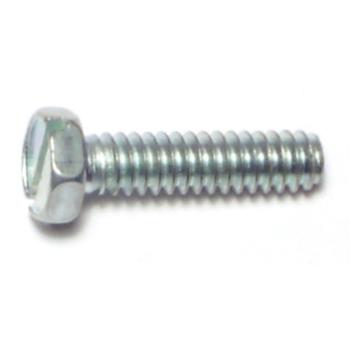 #10-24 x 3/4" Zinc Plated Steel Coarse Thread Slotted Indented Hex Head Machine Screws