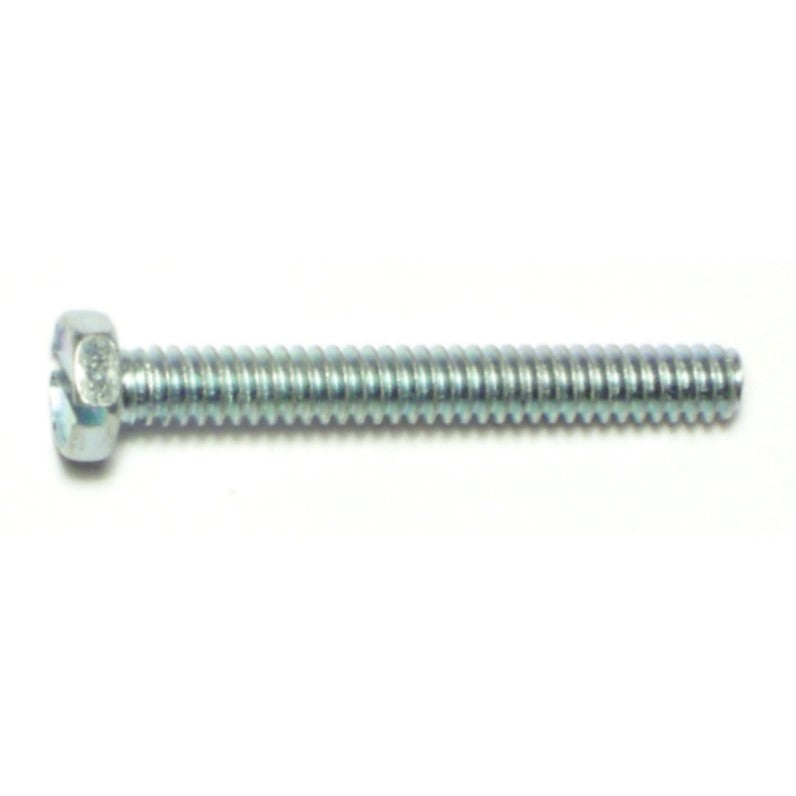 #10-24 x 1-1/2" Zinc Plated Steel Coarse Thread Slotted Indented Hex Head Machine Screws