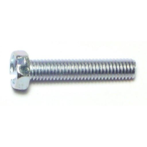 #10-32 x 1" Zinc Plated Steel Fine Thread Slotted Indented Hex Head Machine Screws