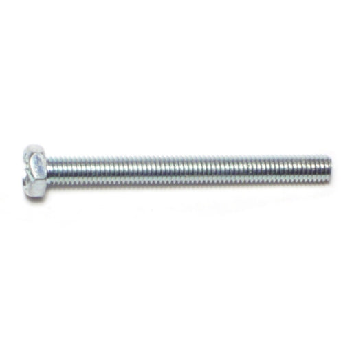 #10-32 x 2" Zinc Plated Steel Fine Thread Slotted Indented Hex Head Machine Screws