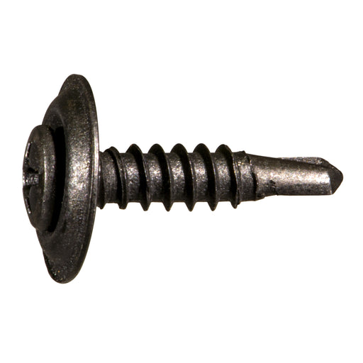 #8-18 x 3/4" Black Steel Automotive Trim Phillips Pan Washer Head Self-Drilling Screws