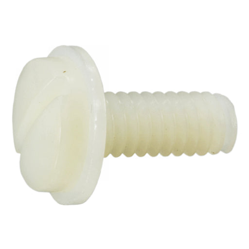 1/4"-20 x 5/8" Nylon Plastic Coarse Thread License Plate Slotted Pan Washer Head Machine Screws