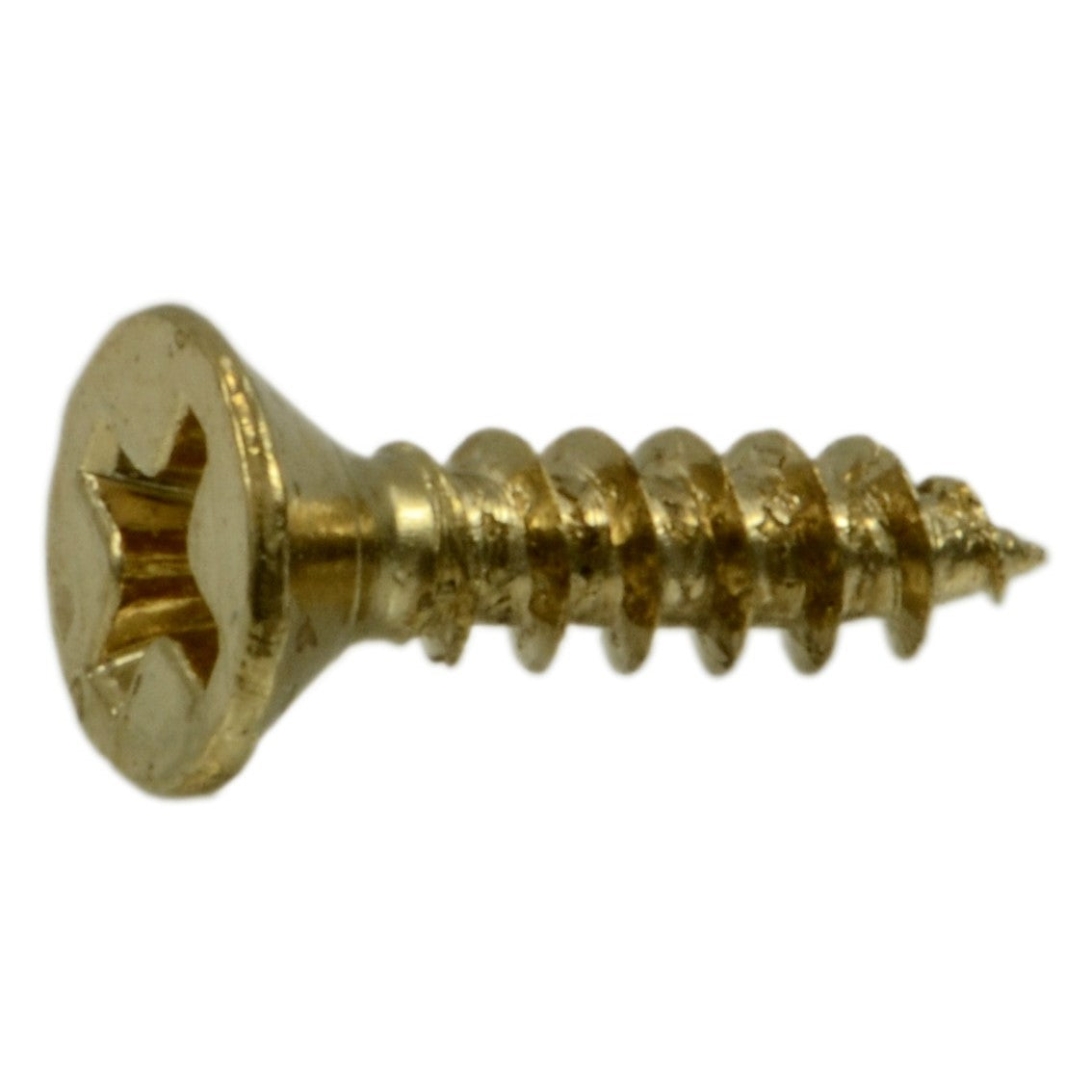 #5 x 1/2" Brass Plated Steel Phillips Flat Head Hinge Screws