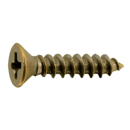 #7 x 3/4" Antique Brass Plated Steel Phillips Flat Head Hinge Screws