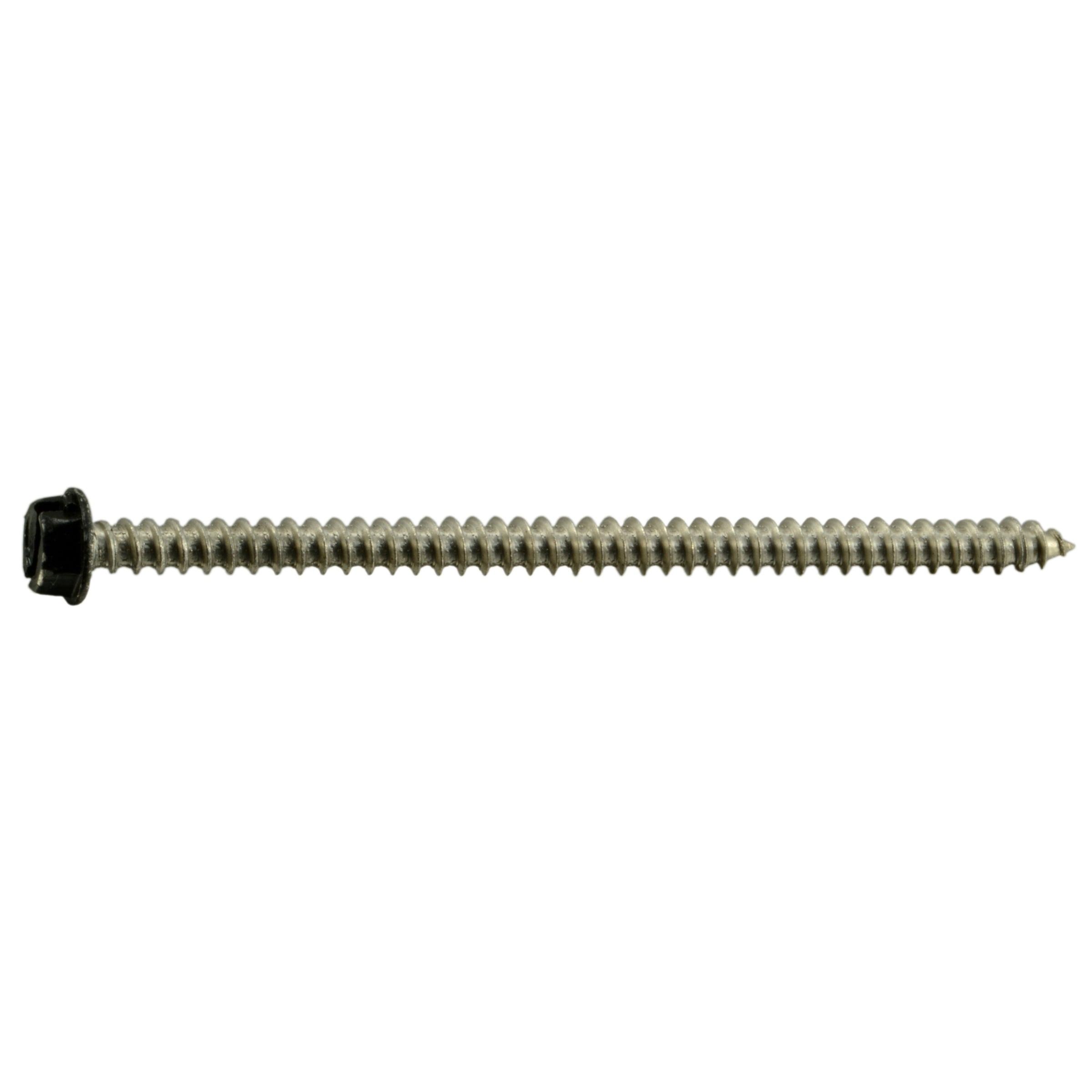 #8 x 3" Black Painted 18-8 Stainless Steel Hex Washer Head Sheet Metal Screws