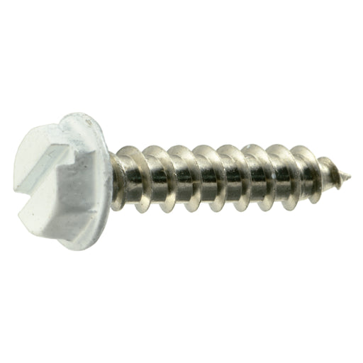 #8-14 x 3/4" White Painted 18-8 Stainless Steel Hex Washer Head Sheet Metal Screws